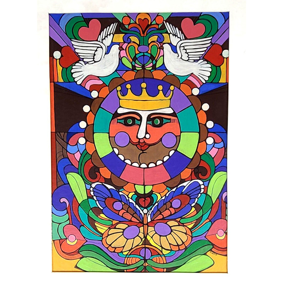 Joanne Zucco Berneche "Two Doves" Acrylic Art 17.75" x 22.75" Unframed Original - Picture 2 of 7